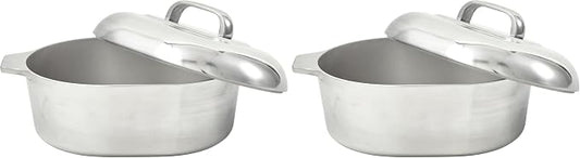 IMUSA 13in Cajun Cast Aluminum Oval Roaster with Lid, Durable Baking and Roasting Pan for Chicken, Meats, and Traditional Cooking (Pack of 2)