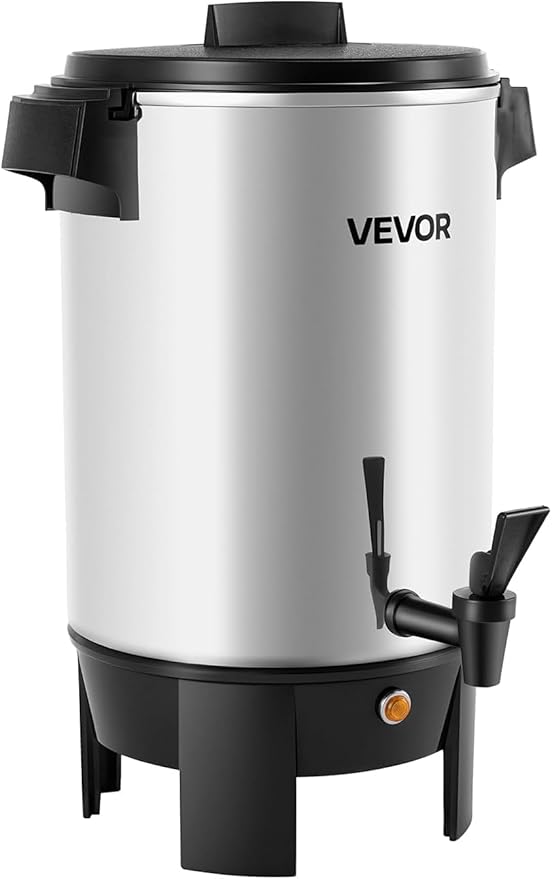 VEVOR Commercial Coffee Urn, 30 Cup 4.5 L Hot Beverage Dispenser with Dripless Faucet, Quick-Brewing Commercial Coffee Maker, Automatic Temperature Control, for Catering, Party, Church & Restaurant