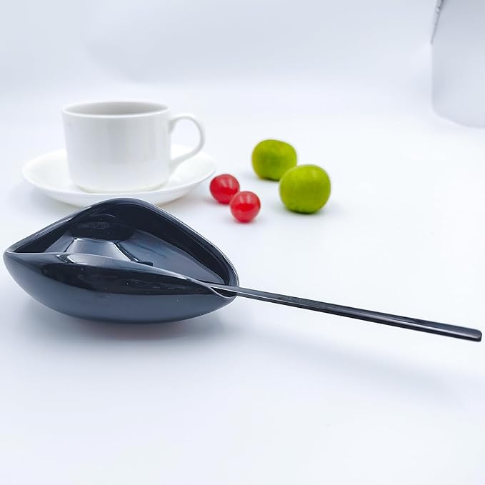 Ture Small Mini Ceramic Spoon Rest: Coffee Teaspoon & Bar Spoon Holder Kit, Black & Black (sic) - Coffee Bar Accessories
