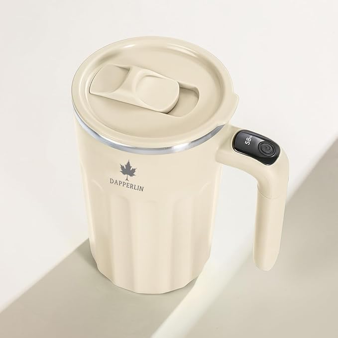 Drink Stirrer,Self Stirring Mug,Self Stirring Coffee Mug,Suitable for Coffee, Milk, Cocoa and Other Beverages (Cream White, 12 Ounces)