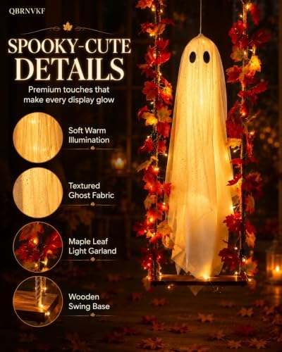 Hanging Swinging Ghost Halloween Decor Light up Garland Yard Decorations