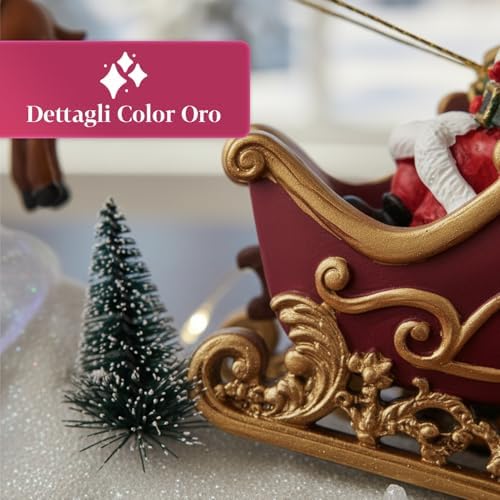 Christmas Carousel with LED Lights and Moving Music W29 x D6 x H29 cm for Christmas Decorations for Home and Christmas Villages, Battery Operated, Animated Characters Rotating Scene