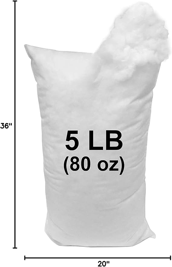 HOMETEX (Not Made in China) Pillow Stuffing 5 LB Bag 100% High-Loft Polyester Stuffing Fiber Fill