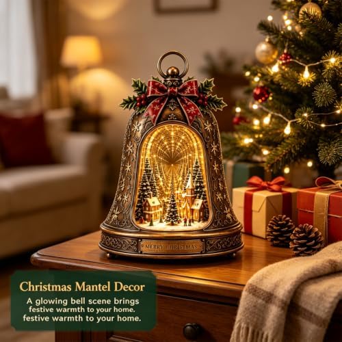 Christmas Village Infinity Bell, Vintage Glowing Indoor Decor