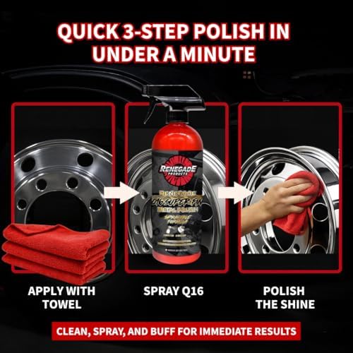 Renegade Products USA | Q16 Extra Fine Sprayable Metal Polish - High-Gloss Finish for Aluminum, Stainless Steel, & More - 16 oz