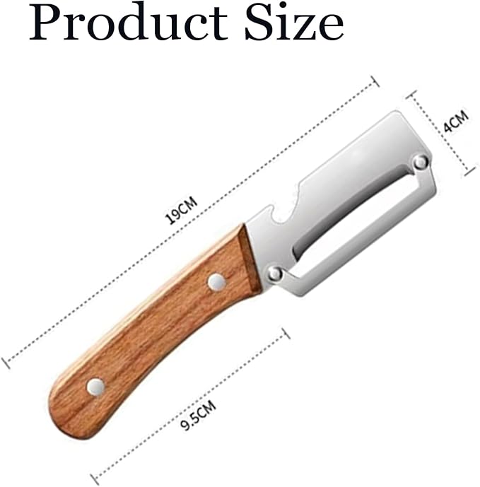 2.5 mm Micro Drag Peeler, Kitchen Multi-Function Heavy-Duty Steel Peeler, Multifunctional Fruit and Vegetable Peeler, 2-in-1 Peeler Tool with Wooden Handle, Smooth Peeling for Potato & Carrot (2PCS)