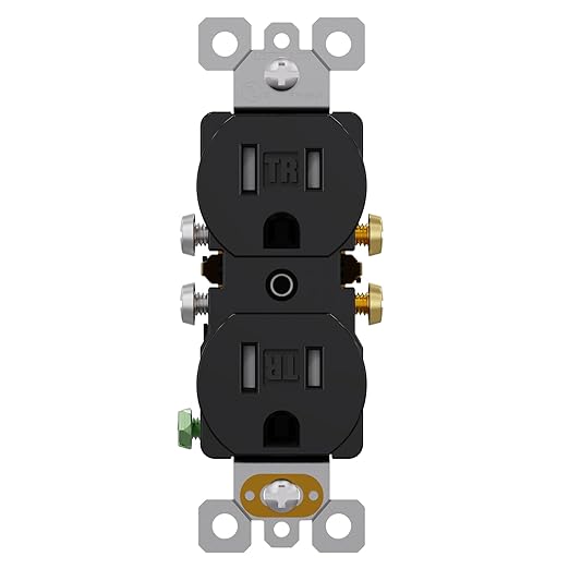 AIDA 1 Pack 15 Amp Outlet Duplex Electrical Receptacle Outlets,Power Outlet,Tamper Resistant,Heavy-Duty Receptacle, 2 Pole,3-Wire, Self-Grounding Clip, NEMA 5-15R,UL Listed,Black