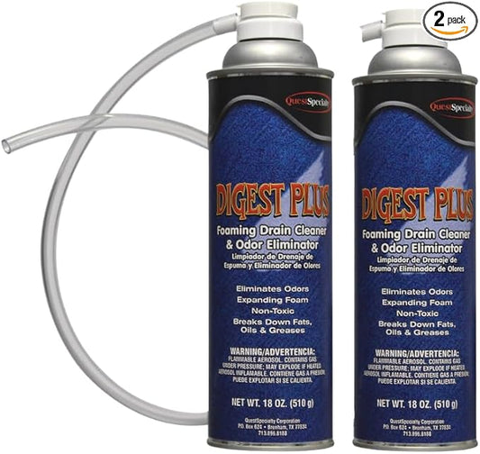 Quest Specialty DIGEST PLUS Foaming Drain Cleaner and Odor Eliminator, 2 count