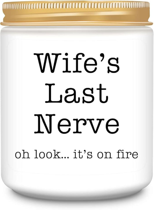Homsolver Gifts for Wife from Husband, Funny Birthday, Christmas, Anniversary, Valentines, Romantic Lavender Scented Candles, Wife's Last Nerve