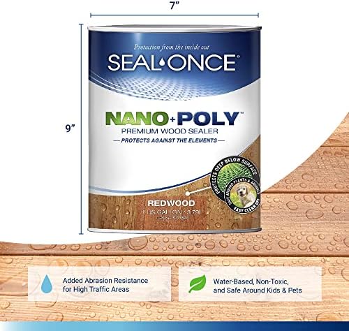 Seal-Once Nano+Poly Wood Sealer and Waterproofer, Redwood, 1 Gallon