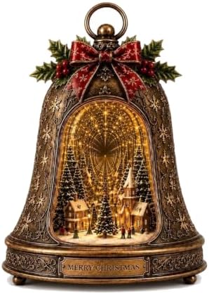 Christmas Village Infinity Bell, Vintage Glowing Indoor Decor