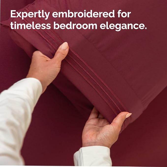 Body Pillowcases Set of 4-20x54 Long Body Pillow Case - Soft Body Pillow Cover for Sleeping & Side Sleepers - Comfy, Breathable & Fade Free - Machine Washable with Envelope Enclosure - (Burgundy)