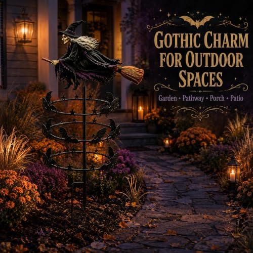 The Enchanted Witch Garden Wind Spinner | Halloween Outdoor Metal Yard Decor，1 Pcs
