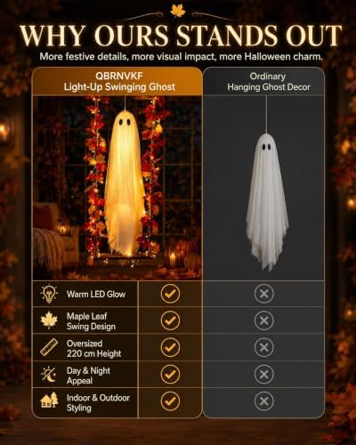 Hanging Swinging Ghost Halloween Decor Light up Garland Yard Decorations