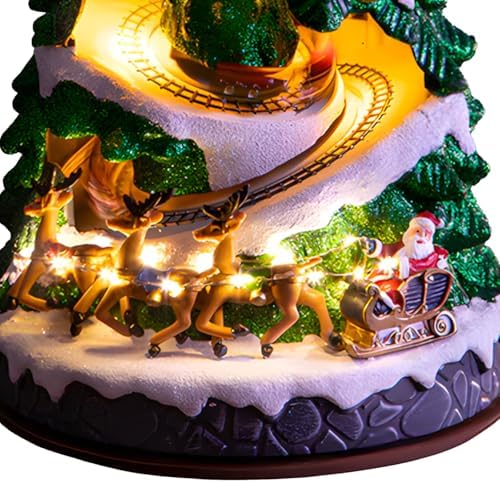 Avilia Animated Miniature Christmas Tree with LED Lights and Christmas Music – Made with Durable Materials and Hand-Painted, Great for Home Decoration During Christmas Period 38 x 22 x 22 cm
