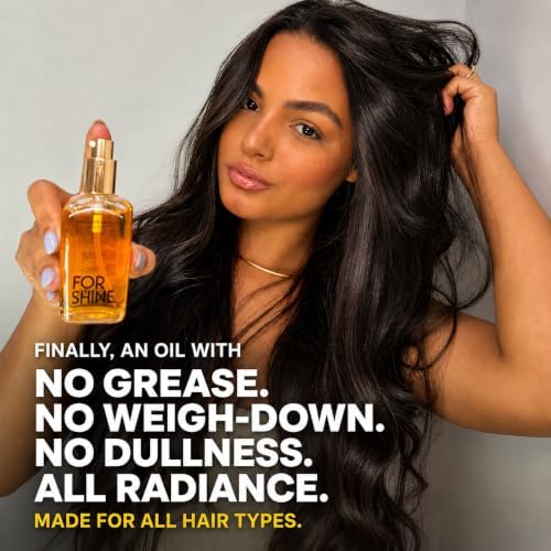 FOR SHINE Moroccan Gloss Argan Oil | Frizz Control & Hydration | High Gloss, Lightweight Feel, Smoothes & Moisturizes | 3.4 fl oz | Hair Serum
