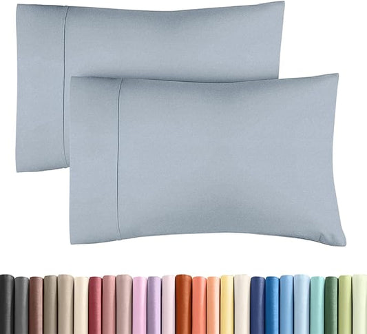 King Standard Pillow Cases Set of 2 - Ultra-Soft Hotel Quality Pillowcase Covers - Comfy, Cozy & Fade Free - Wrinkle Resistant - Machine Washable Pillow Protectors - 2 Piece Set - Heathered Blue