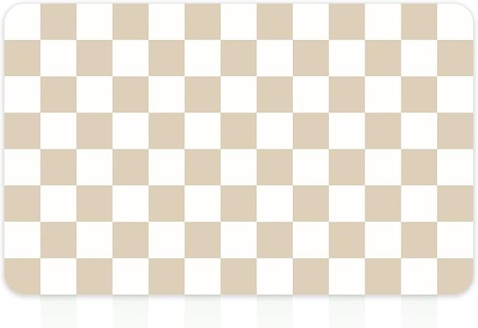 16" x 24" Checkered Dish Drying Mat for Kitchen Counter, Absorbent Coffee Bar Mat for Espresso Machine Coffee Countertops Accessories, Beige