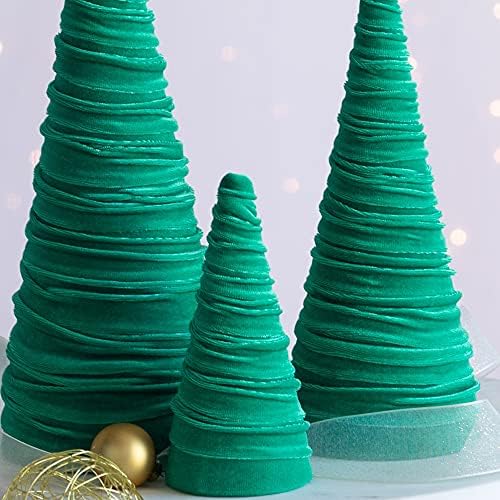 Your Heart's Content Green Velvet Trees Set of 3, Mantel Decor, Holiday Entryway, Wedding Centerpiece, Bontanical Color, Minimalist Decor, Tree Figurines (Green)