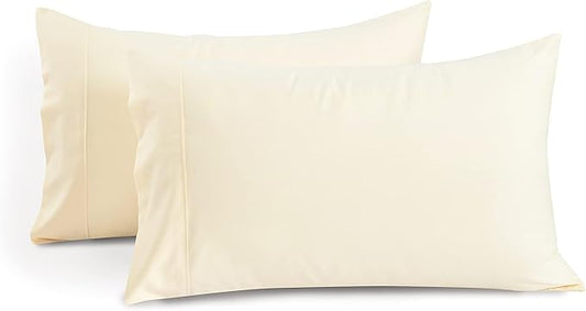 1000 TC Ivory Standard Pillowcases Set of 2 100% Egyptian Cotton Pillow Cases with Long Staple Cotton & Sateen Weave, Silky Soft Hotel - Like Bed Pillow Covers for Comfy Sleeping, Snug Fit