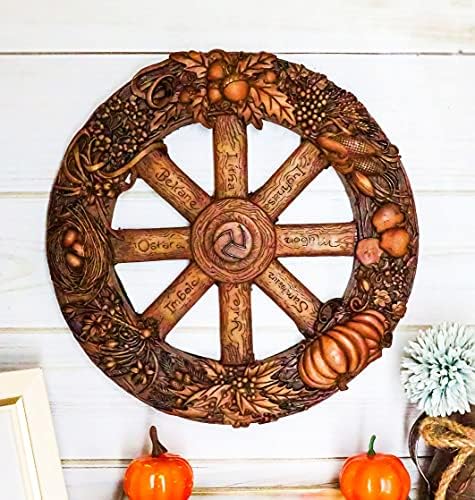 Ebros The Sabbats Wheel of The Year Wall Plaque Featuring Eight Pagan Festivals Sabbats By Maxine Miller
