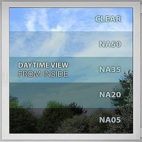 BDF NA05 Window Film Daytime Privacy and Sun Control Natural Black 5 (Very Dark) - 60in X 100ft
