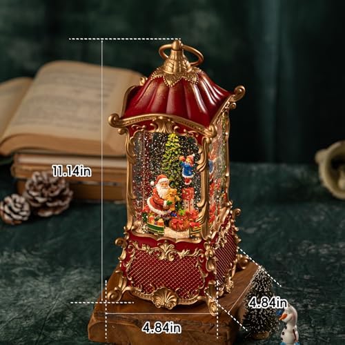 Santa Claus Christmas Snow Globes Lantern, Rotating Shatterproof Music Box