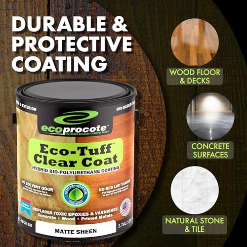 Eco-Tuff Finish Polyurethane Clear Coat - Non-Toxic Wood, 1 Gallon, Matte
