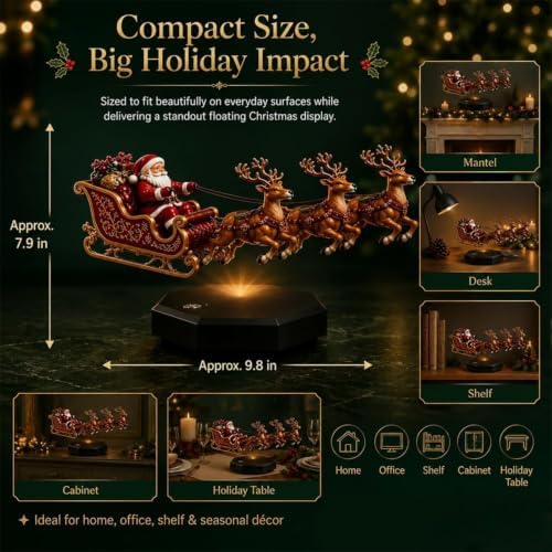Floating Santa Sleigh, Magnetic Levitation Christmas Decor, Reindeer (2 pcs)