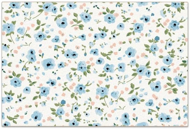 Ditsy Floral Dish Drying Mat for Kitchen Countertop Super Absorbent Coffee Bar Mat, Fast Dry Fit Under Espresso Machine (Ditsy Blooms,Blue)