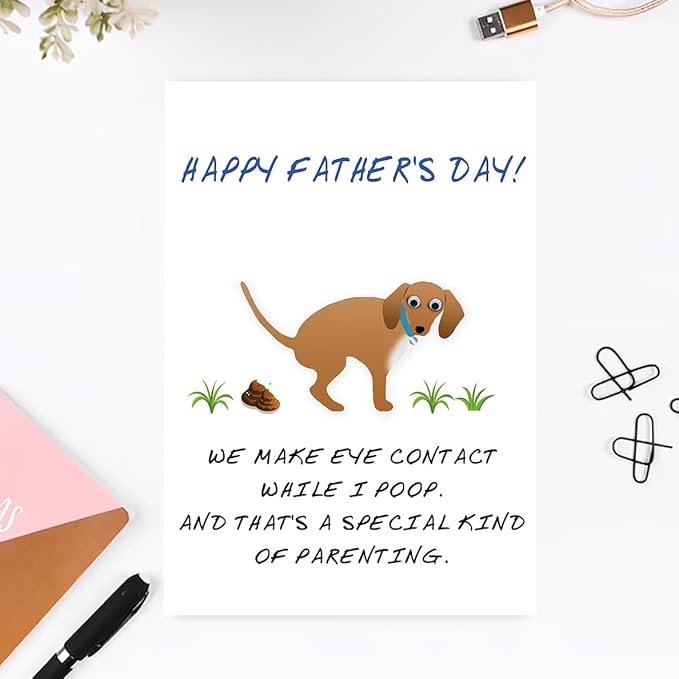 Ziwenhu Dog Dad Fathers Day Card Gift for Men, Funny Father’s Day Card from Dog Dad, Best Dog Dad Cards Gifts from Son, Dog Dad Card with Envelope