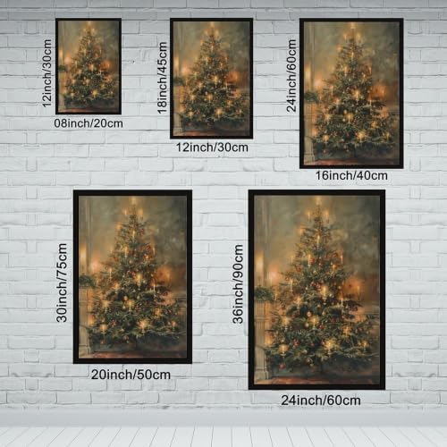 Vintage Christmas Tree Poster Nostalgic Holiday Wall Art Room Decor