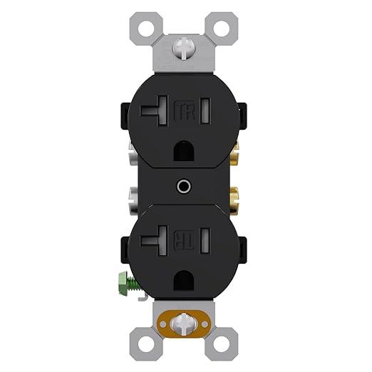 AIDA 1 Pack 20 Amps Outlets Electrical Duplex Receptacle Outlets,Tamper Resistant Electrical Receptacle, Wall Outlet,2 Pole,3-Wire, Self-Grounding, NEMA 5-20R,UL Listed, Black