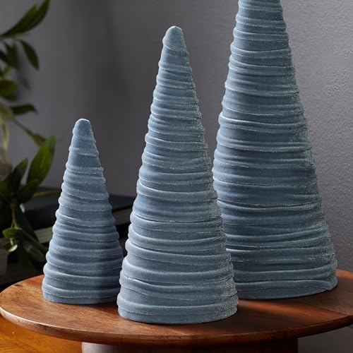 Your Heart's Content Slate Blue Velvet Trees Set of 3 (Slate Blue)