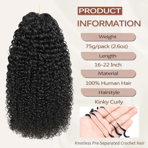 Beauty Youth Kinky Curly Miracle Knots Human Crochet Hair 75g/Pack 22 Inch