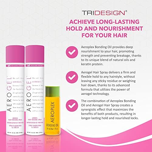 TRIDESIGN Aerogel Hairspray Aeroplex Bonding Oil Bundle -10.5oz, 1oz -3Pack