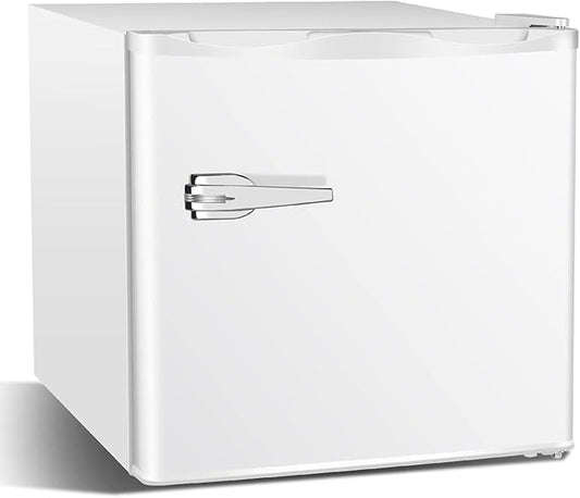Antarctic Star 1.2 Cu.Ft Mini Upright Freezer, Compact Refrigerator with Adjustable Thermostat & Removable Shelves, Freestanding Small Freezer for Home Kitchen Office Garage, White