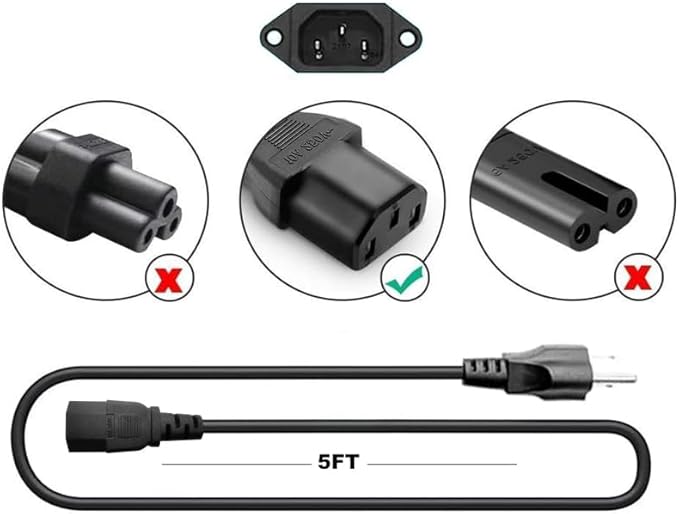 10FT 3M 14AWG Power Station Charger AC for Jackery Explorer 2000/1500/1000 Pro,EF ECOFLOW Delta Riverpro2,Bluetti EB3A Anker solix c1000 Cable Power Cord (10FT)