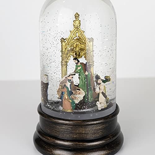 10 in Light-Up Rotating Nativity Snow Globe Lantern - Holy Family