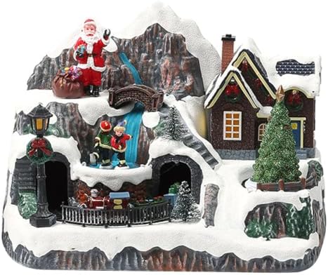 ABOOFAN Animated Christmas Village Train Decoration with Led Music 9. 5
