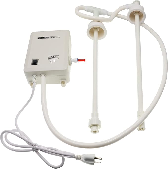 Bottled Drinking Water Pump System Double-Tube Power 25W, Bottled Water Dispensing 2L Flow Electric Water Pump for 5 Gallon Bottle Water for Coffee,Refrigerators,Ice Maker,Faucet