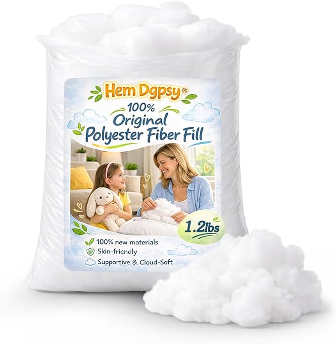 Polyfill Stuffing 1.2lb/544g, Premium Polyester Fiber Pillow Stuffing for Cushion, Couch, Stuffed Animals, Crafts, Crochet Toys, Cloud Decor, Machine Washable