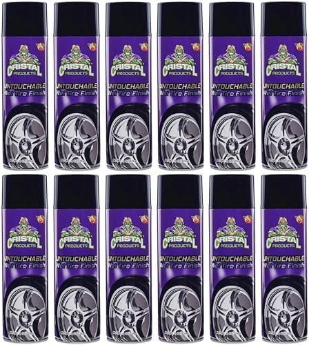 Cristal Products Untouchable Tire Shine Spray – Long-Lasting Wet Tire Finish for Deep Gloss & Protection – Waterproof Tire Shine, Easy Application, Premium Tire Cleaner Shine 8oz (12PK)