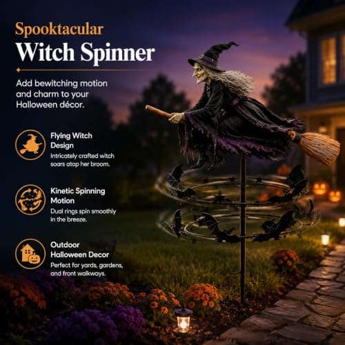 The Enchanted Witch Garden Wind Spinner, Metal Halloween Yard Stake, 3D Kinetic Outdoor Decor (3D * 1PC)
