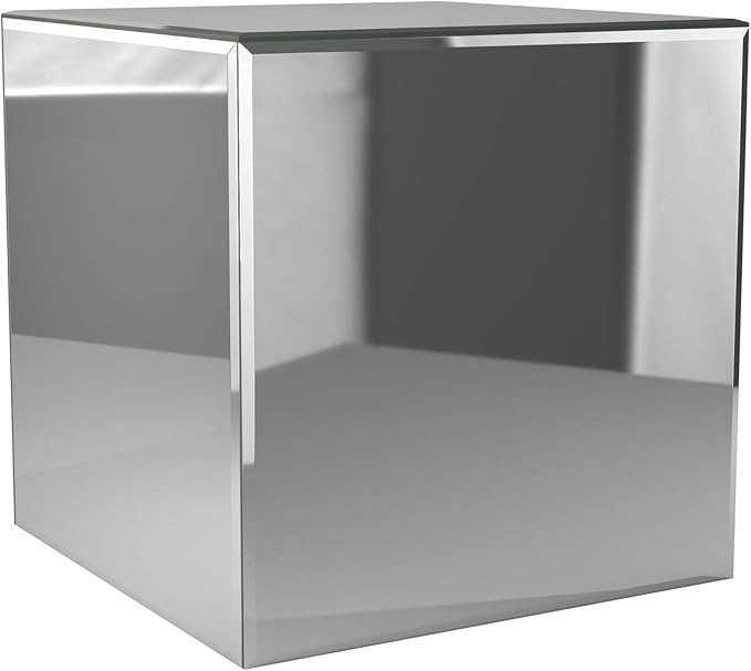 Howard Elliott Collection Mirrored Finish Silver Cube Table Centerpiece, Showpeice Coffee Table, Home Decor Accessories Furniture for Bedroom, Livingroom, 16 x 16 x 16 Inch