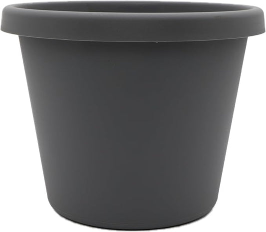 The HC Companies Prima Round Plastic Plant Pot w/Rolled Rim - Lightweight & UV Resistant Flower Pot for Herbs & More - Outdoor & Indoor Plant Pots w/Drainage (12 inch, Warm Gray, Pack of 1)