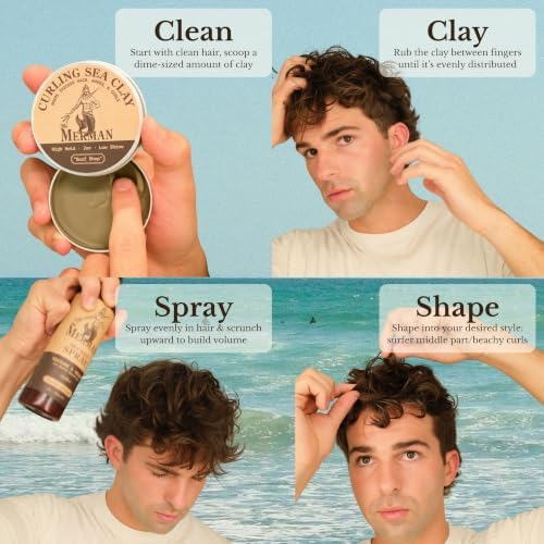 Sea Salt Spray & Curling Sea Clay Bundle, All-Day Hold, 8oz, 2oz