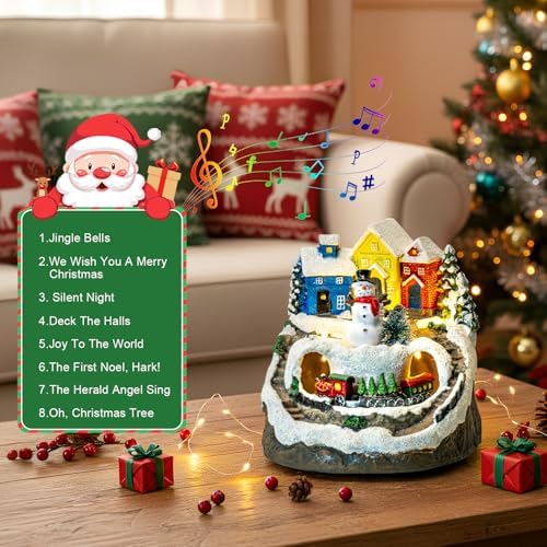 ZQQLITE Animated Musical Christmas Snowman Village Houses