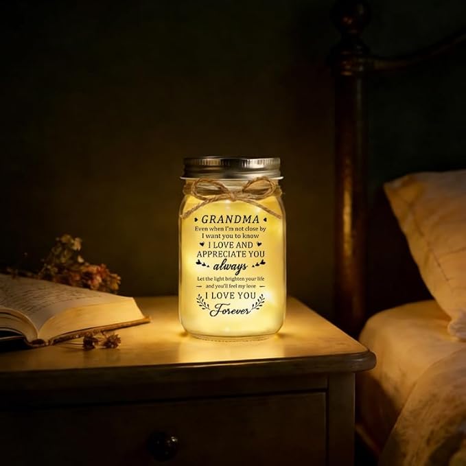 Grandma Gifts for Grandma Mothers Day Birthday Christmas Valentines Day Gifts for Grandmas Grandmother Mason Jar Night Light Home Decor