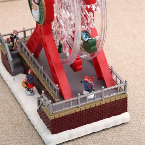 Indoor Christmas Ferris Wheel Centerpiece Music Box with Lights, Festive Table Decor for Entryway Mantel or Counter Musical Box Rotate Christmas Music Ferris Wheel Lighted Tabletop Decor Indoor Usb